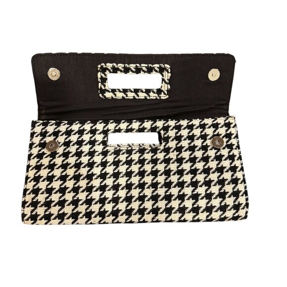 Gap Black & White Houndstooth Rectangle Clutch Bag - Picture 5 of 5